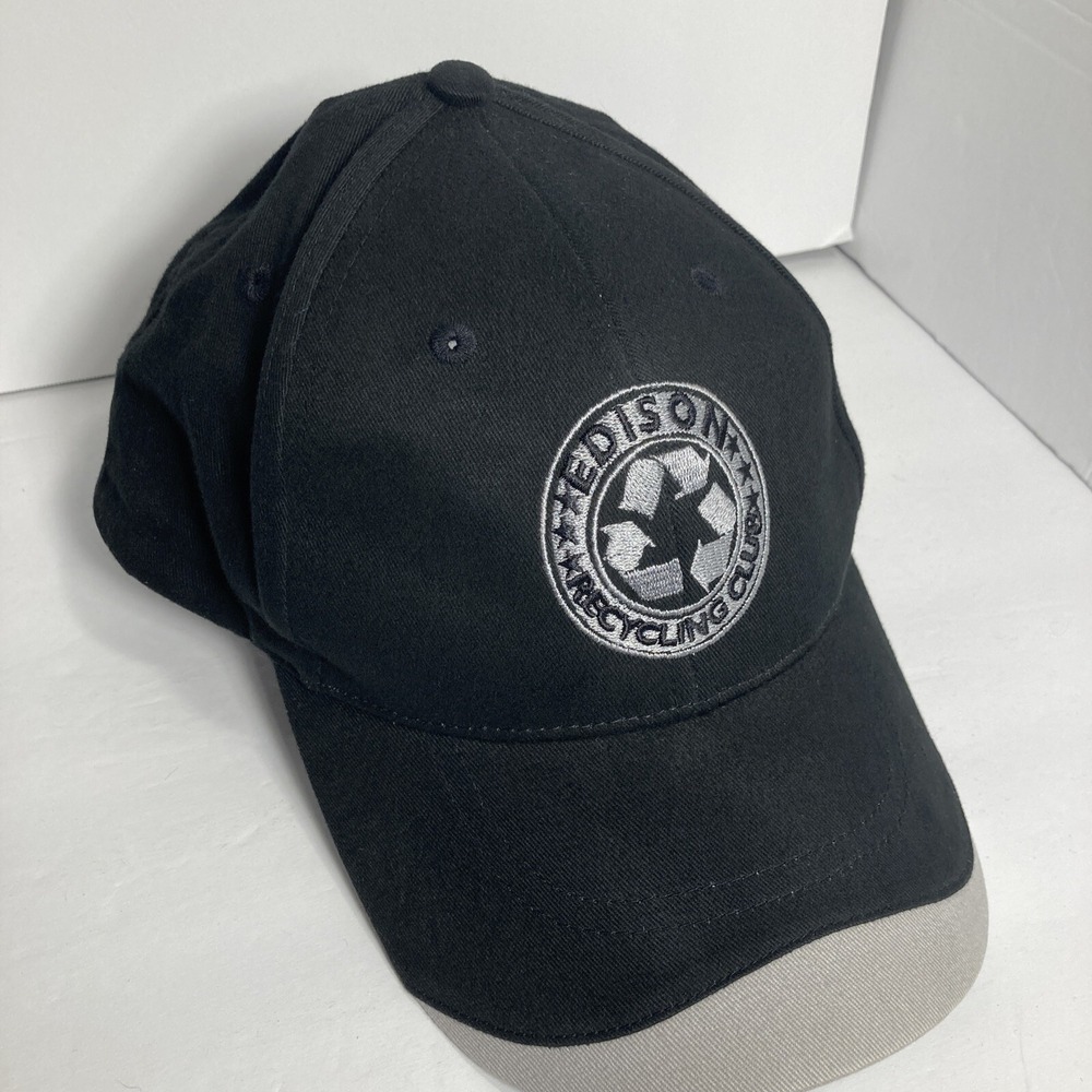 Edison Recycling Club Cap Hat Adult Black Gray Adjustable Learn And Serve  FLAW